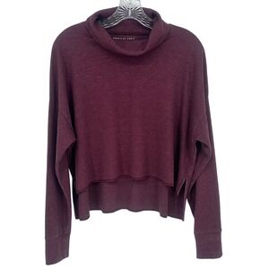 American Eagle Cropped Cowl Neck Long Sleeve Top Burgundy Size Small